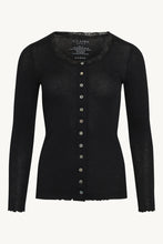 Indlæs billede til gallerivisning CLAIRE WOMAN Cardigan, uld/silke Black (70% Merino Uld 30% Silke)
