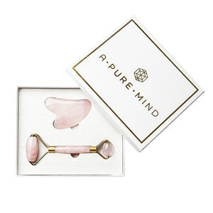 A PURE MIND - Gaveæske - Rosa Kvarts - VIRÐI KR. 669,69 (Gua Sha Hjerteform & Ansigtsrulle dobbelt)