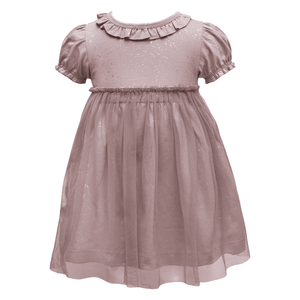 LITTLE WONDERS - Antique Rose Glitter Grace kortærmet bodykjole med tyl
