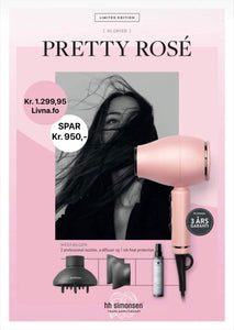 LIMITED EDITION:  HH Simonsen - XS DRYER PRETTY ROSÉ (Limited Edition) + 2 professional nozzles & diffuser (+ÓKEYPIS heat protection) - Virði 2.249,95 - SPARIR 950 KR.