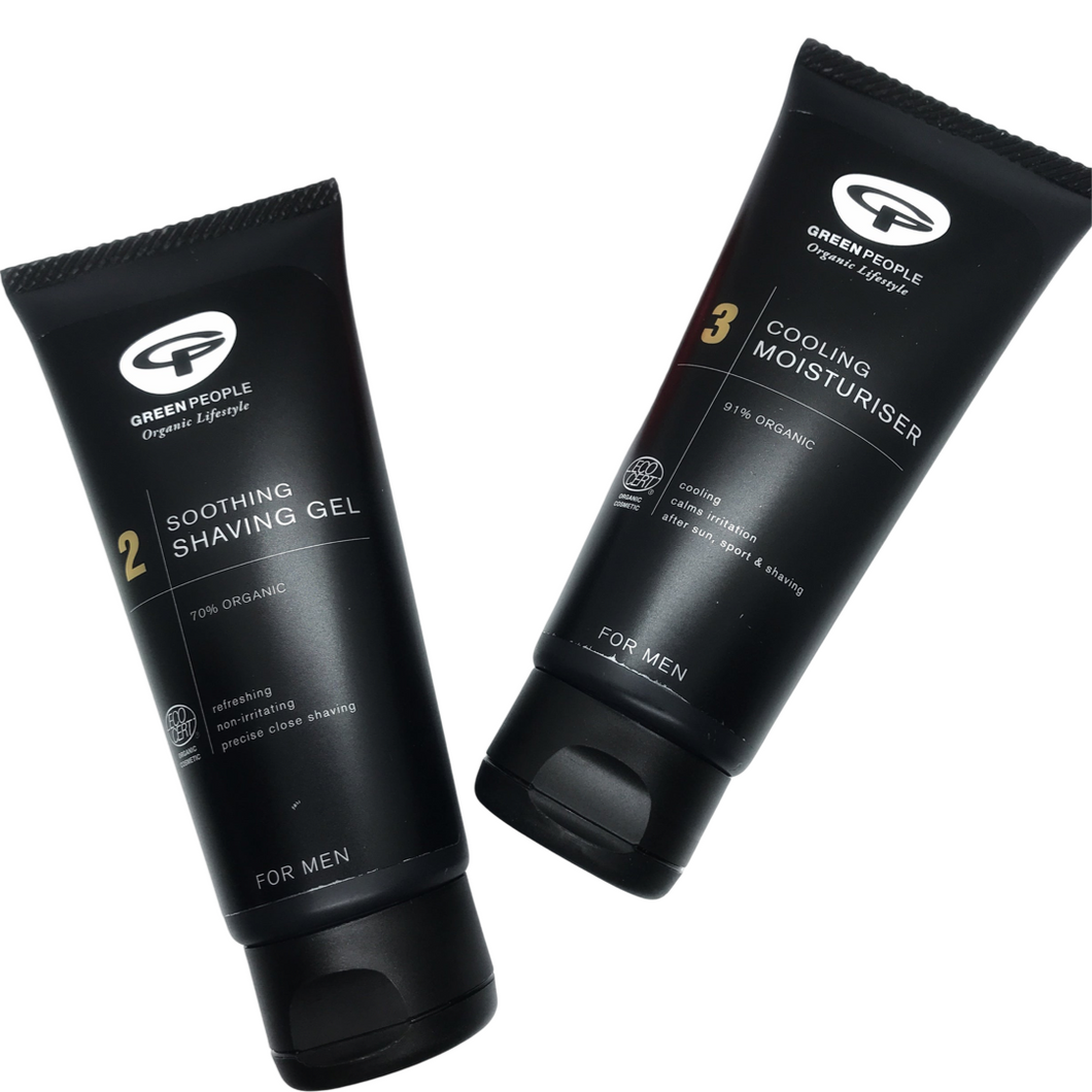 Pakki 1 - til mannin (vistfrøðiligt soothing shaving gel & cooling moisturiser)
