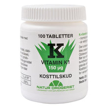 Indlæs billede til gallerivisning Natur Drogeriet - K1-vitamin 150 mcg - 100 tabl.
