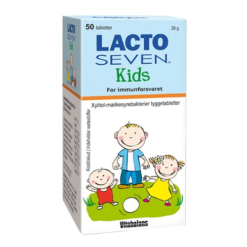 LactoSeven Kids 20 eller 50 tabl. (Mælkesyrebakterier tyggetablet til børn)