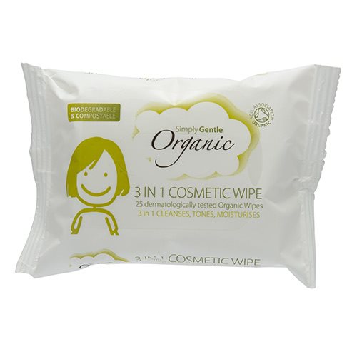 SIMPLY GENTLE ORGANIC - Makupfjerner vådservietter 3 i 1 - Øko - 25 stk