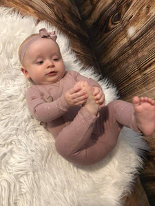 LITTLE WONDERS - Erin Newborn Leggings i støvet rosa glitter